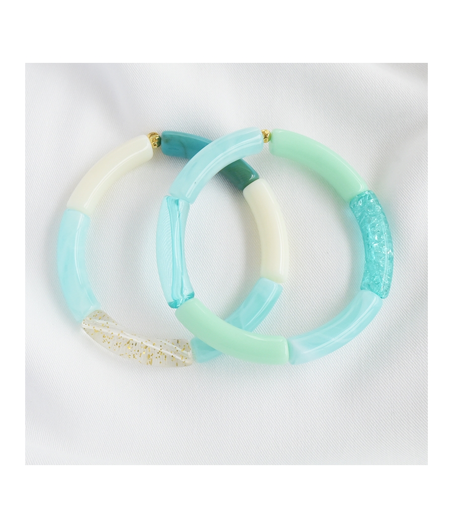 Bracelet perles tubes incurvés turquoise BAHIA